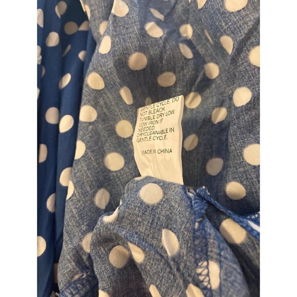 Alunalevi Womens XL Blue Poka Dot Maxi Dress Sleeveless Spaghetti Strap NWT - Picture 11 of 11